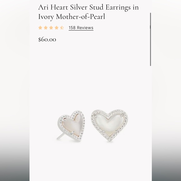 Kendra Scott Jewelry Kendra Scott Ari Heart Silver Stud Earrings In Ivory Motherofpearl